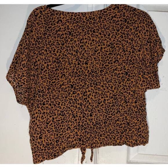 H&M leopard  Print Tie Hem Blouse Size 10 - Picture 2 of 3